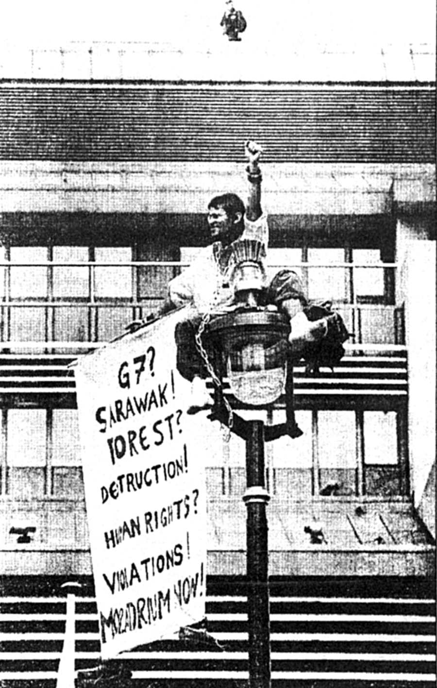 Protester against rainforest destruction in Sarawak.